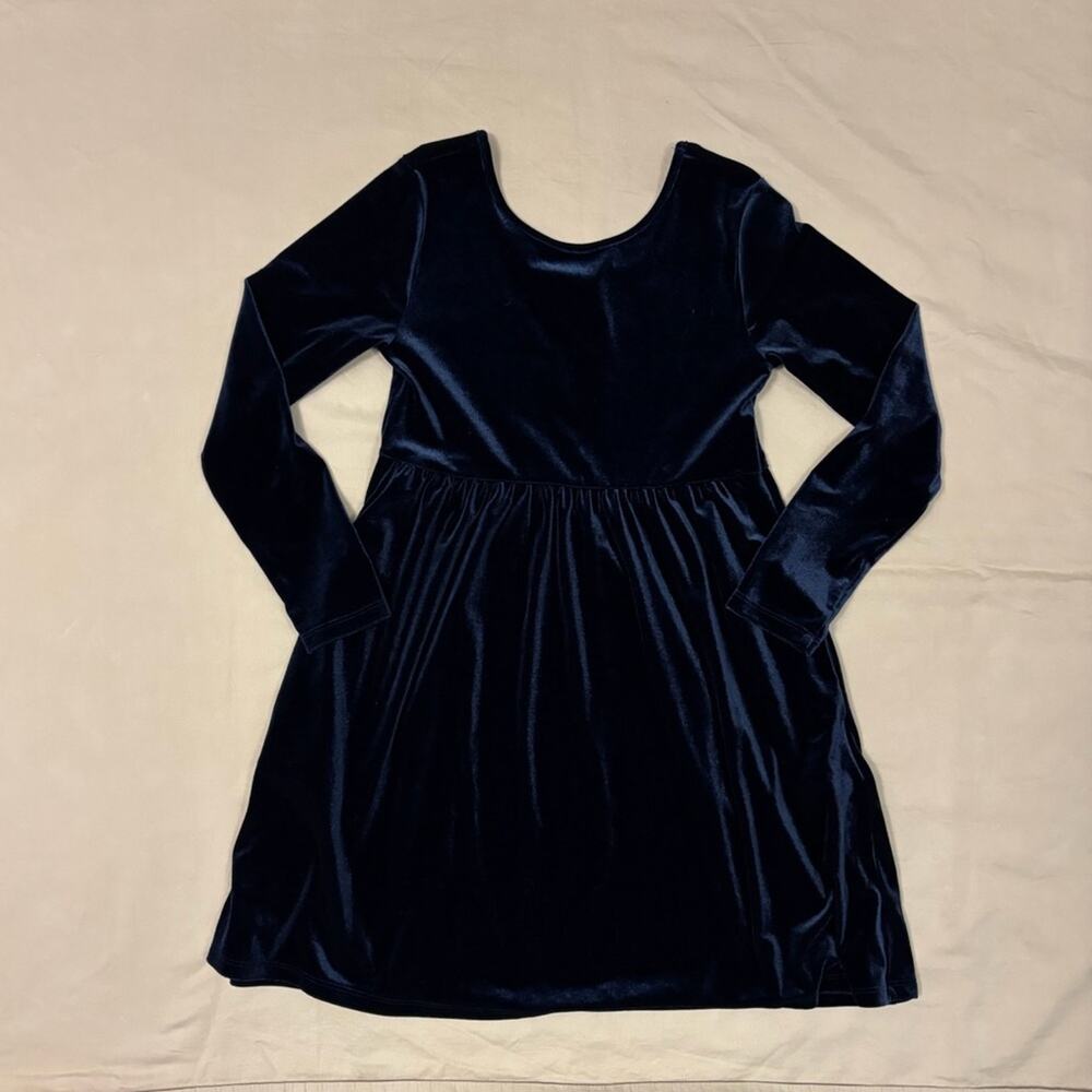 Old Navy Girls Navy Blue Velour Long Sleeve Dress Size Large